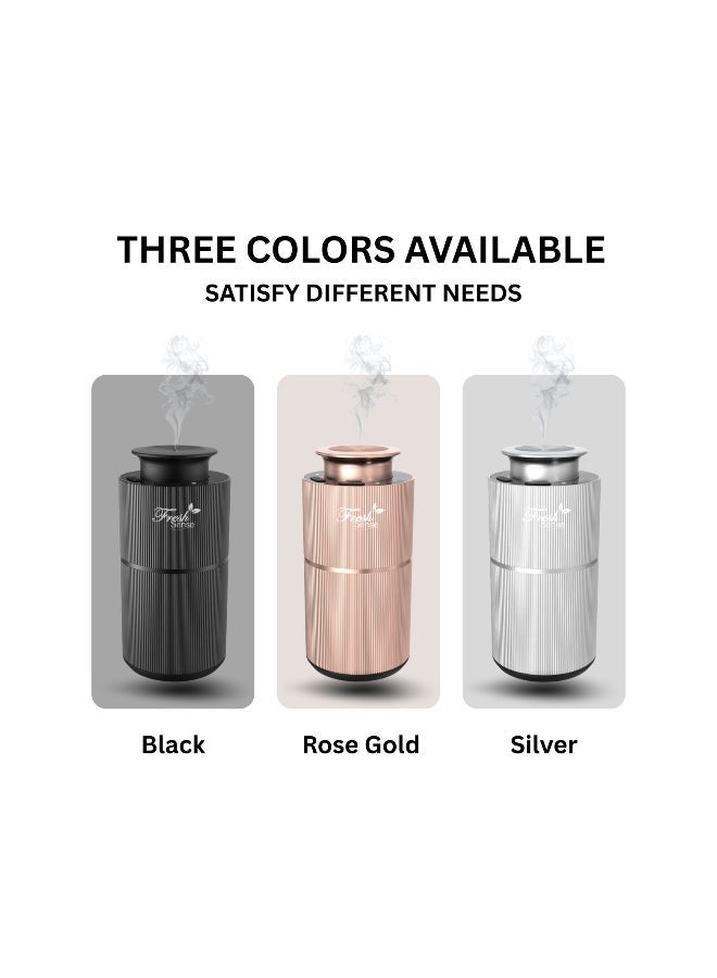 Fresh Sense Car Scent Deluxe - Portable Luxury Aroma Oil Diffuser - 20ml Capacity - Rechargeable Battery - Premium Ribbed Aluminum Body - Black - Image 2